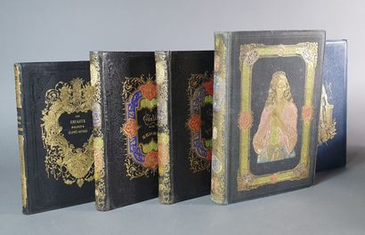 null ROMANTIC HARDCOVERS. - Set of 4 works in 5 volumes in-8 and large in-8, publishers'...