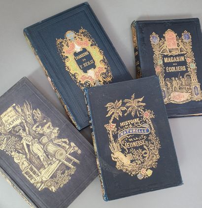 null ROMANTIC HARDCOVERS. - Together 4 volumes small in-8, publishers' boards decorated...
