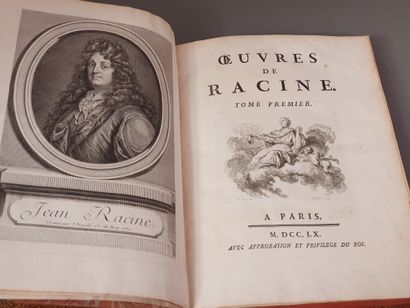 null RACINE (Jean). iuvres. Paris, s.n., 1760. 3 volumes in-4, veau blond, triple...