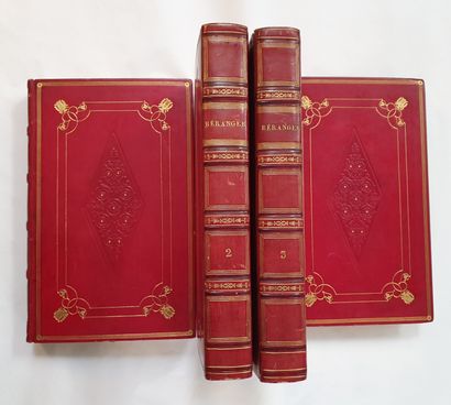null BÉRANGER. iuvres complètes. Paris, Perrotin, 1834. 4 volumes in-8, red glazed...