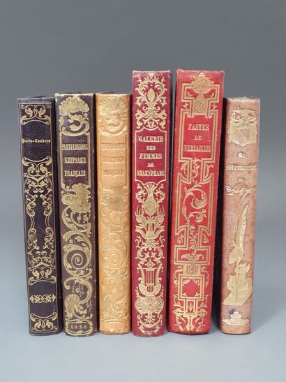 null KEEPSAKE. - Ensemble 6 volumes reliés, dont 5 en reliure décorée de Boutigny,...