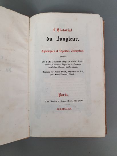 null HISTORIAL DU JONGLEUR (L ). French Chronicles and Legends. Paris, Firmin Didot,...