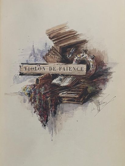 null CHAMPFLEURY. Le Violon de faïence. Paris, L. Conquet, 1885. In-8, maroquin rouge,...