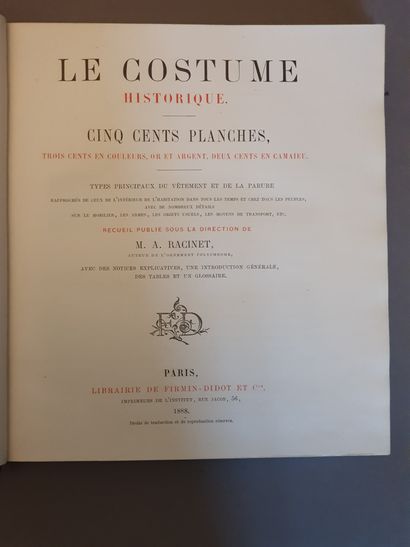 null RACINET (Auguste). Le Costume historique. Types principaux du vêtement et de...