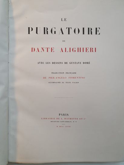 null DANTE. La Divine comédie. Paris, Hachette et Cie, 1868. 2 volumes in-folio,...