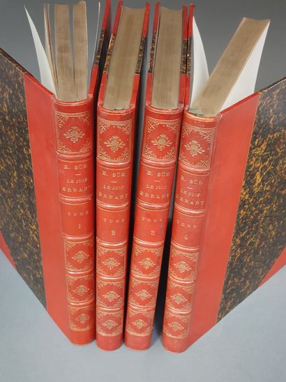 null SUE (Eugène). Le Juif errant. Paris, Paulin, 1845. 4 volumes grand in-8, demi-chagrin...