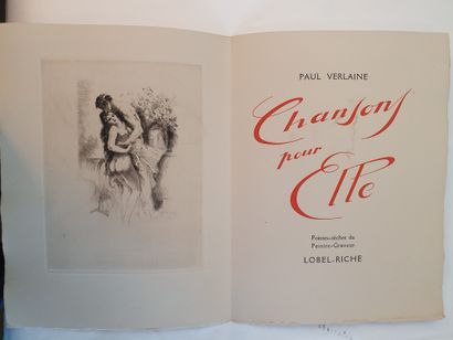 null VERLAINE (Paul). Chansons pour elle. S.l.n.d. [Paris, 1945]. In-4, en feuilles,...