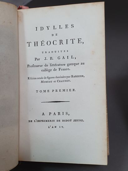 null THÉOCRITE. Idylles, traduits par J. B. Gall. Paris, de l Imprimerie de Didot...