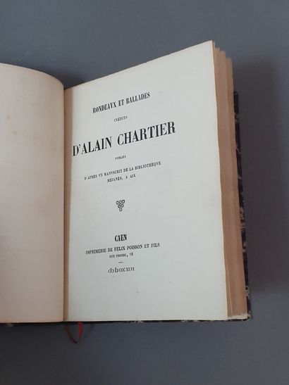 null CHARTIER (Alain). Rondeaux et ballades inédits. Published after a manuscript...