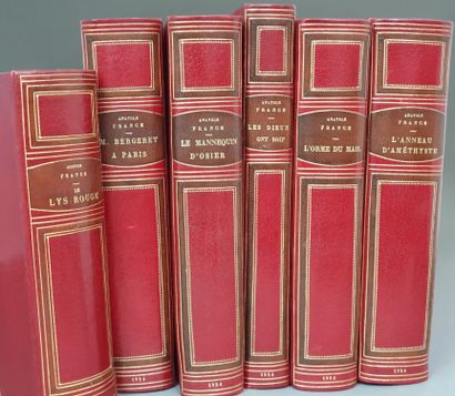 null FRANCE (Anatole). Ensemble 6 ouvrages en 6 volumes in-4, demi-maroquin rouge...