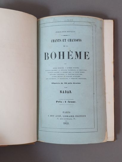 null CHANTS ET CHANSONS DE LA BOHÊME. Paris, J. Bry aîné, 1853. In-12, bradel demi-toile...