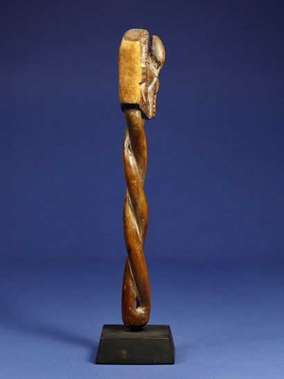  Lawle music hammer with a buffalo head on top of a twisted handle. Wood with honey...