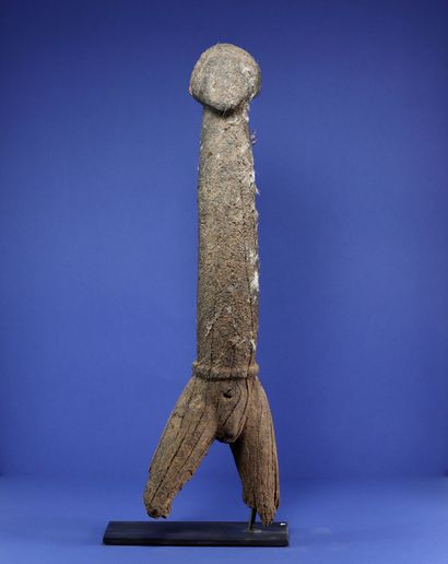  Effigie kpin-seblà représentant un ancêtre masculin, la tête posée sur un tronc...