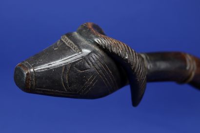 null Superb wakemia spoon, the end of the handle showing a powerful ram's head, the...