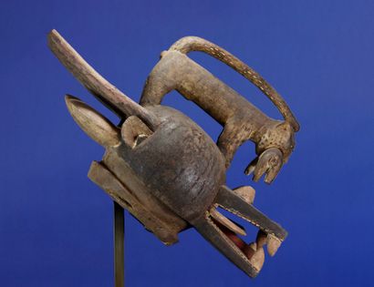  Important bonu amuin helmet-mask combining the features of various animals, the...