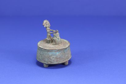 null 
Kuduo gold powder box, the lid decorated with a drummer. 



Bronze with green...