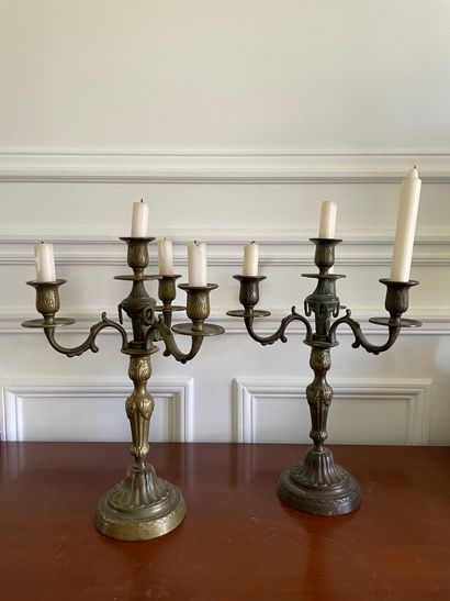 Two candelabras With four lights In the Louis...