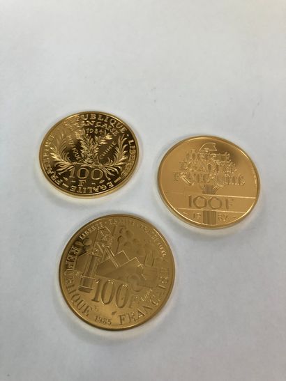  Set of 3 gold coins : 100 francs Lafayette 1987 in gold 920°°° P.17g 100 francs...