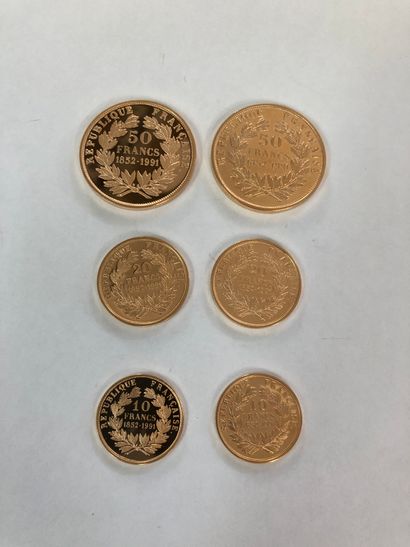  Ensemble de pièces d'or commémorative : Deux pièces de 50 francs 1991 en or 900°°°...