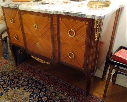 Rosewood veneered chest of drawers, framed...