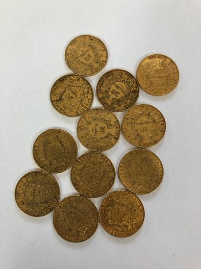  Set of 12 coins of 20 F gold Ceres