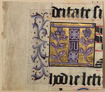 null Three ornate initials from a choir book (gradual or antiphonary?)
France, Paris...