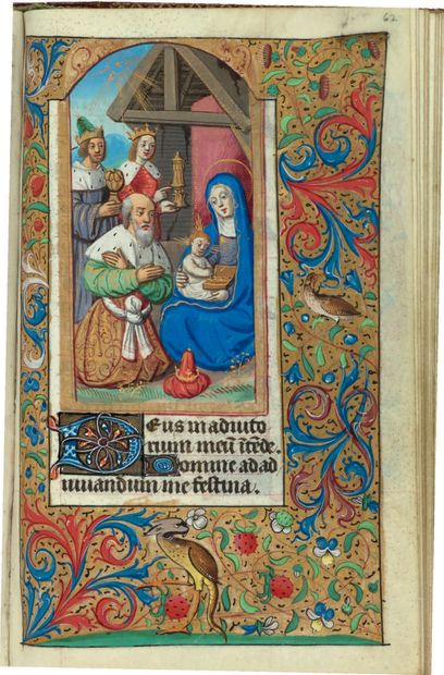 null Book of Hours (Paris usage). 
 In Latin and French, illuminated manuscript on...