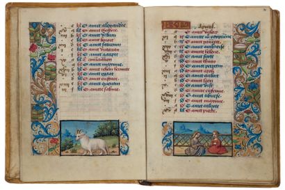 null Book of Hours (for use in Rome). 
 In Latin and French, illuminated manuscript...