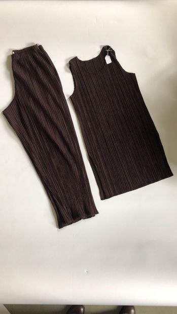 null 
PLEATS PLEASE BY ISSEY MIYAKE

Une robe plissée marron

Un pantalon plissé

T....