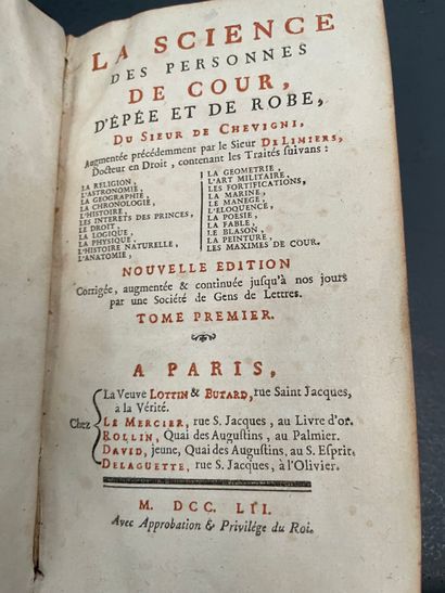 null La science des personnes de COur d'épée et de robe
Du sieur de Chevigné
A Paris,...