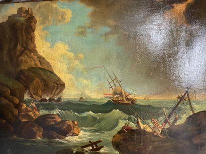 D'après Claude Joseph VERNET Storm on a rocky coast
Oil on canvas
101x77 cm. Gazette Drouot