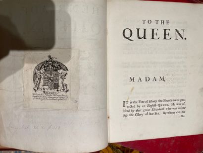 null 
Mr. de VOLTAIRE. La Henriade. Londres, 1728.
Un volume in-4°
Reliure abimée


Frontispice...