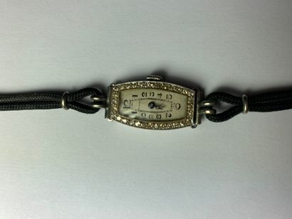 null 
Eszeha ladies' watch bracelet in 585°/°°° gold and Art Deco platinum, tonneau...