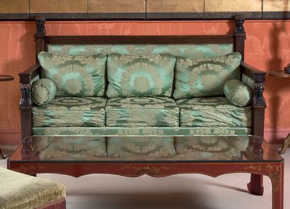 Mahogany sofa, the back and the armrests...