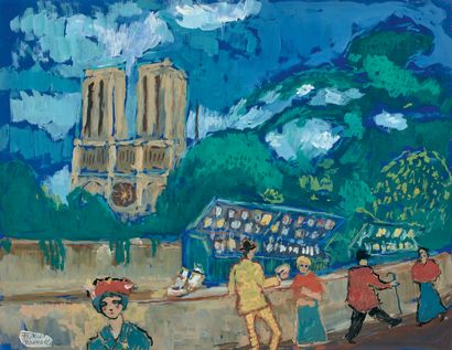 Fikret MOUALLA (1903-1967) The quays at Notre-Dame
Gouache, signed lower left
49...