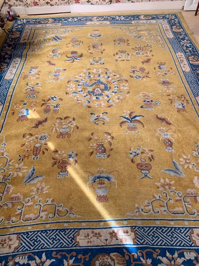null Chinese carpet (cotton warp and weft, wool pile), probably from the Peking region,...