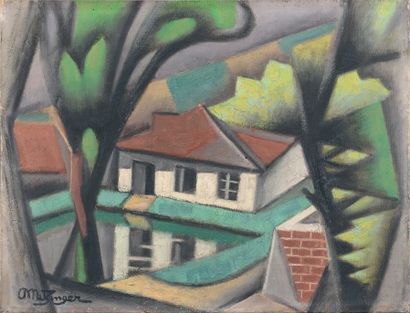 Jean METZINGER (1883-1956) The Pond in Front of the House, circa 1944 Oil on canvas,...