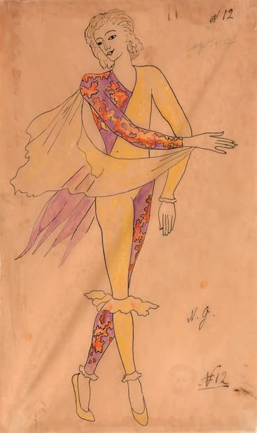 Nathalie GONTCHAROVA (1881-1962) Caprice Pen and watercolour drawing on tracing paper,...
