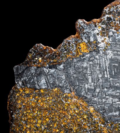  Very large slab of pallasite H. 11 in - L. 16 1/2 in Impressive pallasite of very...