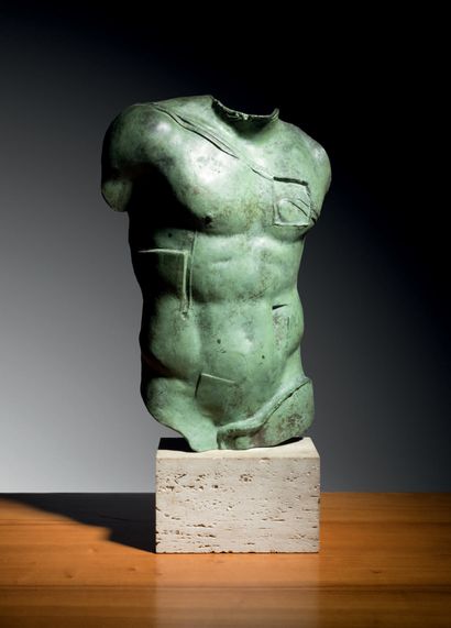 Igor MITORAJ (1944-2014) Perseus, 1988 Sculpture in green patinated bronze, resting...