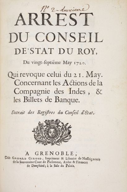 null LAW - Recueil de 166 pièces publiées entre 1716 et 1723, formats divers, en...