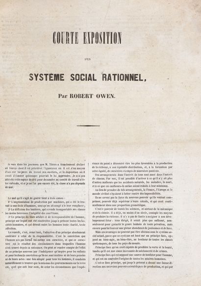 OWEN (Robert) Short exposition of a rational social system. S.l.n.d. [at the end]:...