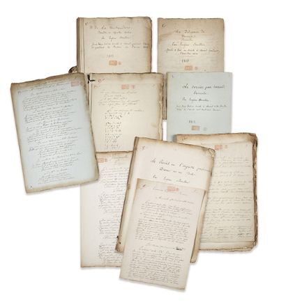 BOULLIER (Eugène) Autograph literary manuscripts. [Laval, 1810-1813]. Set of 12 manuscripts,...