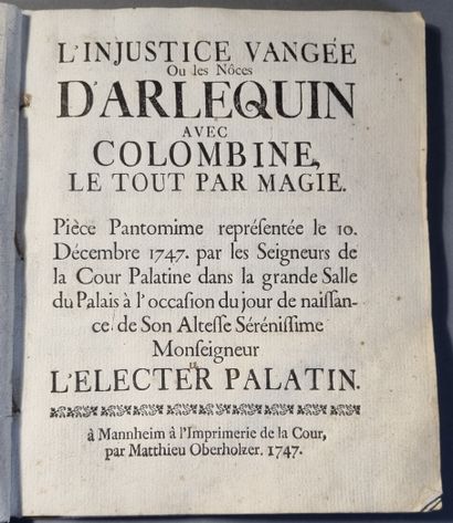 null L'INJUSTICE VANGEE Ou les Nôces d'Arlequin avec Colombine, le tout par magie....