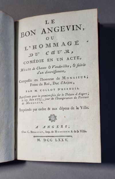 COLLOT D'HERBOIS (Jean-Marie) Le Bon angevin ou l'Hommage du Cœur, comédie en un...