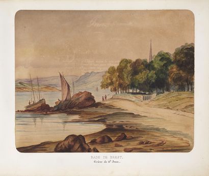  BRETAGNE. - Album de poésies et de dessins. S.l., 1852. Manuscrit in-4 oblong, chagrin...
