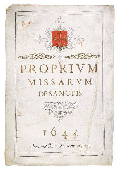 MANUSCRIPT TITLE PAGE OF A MISSAL. 1645....