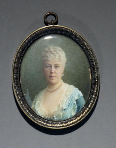 FABERGE Oval portrait painted on ivory of the countess Anastasia Feodorovna NIRODE,...