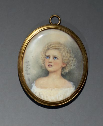  An oval painted miniature portrait on ivory...