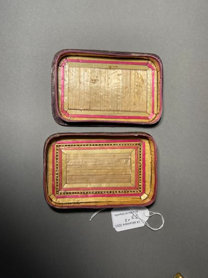  Set of three straw marquetry boxes and cases Including a rectangular box, a box...
